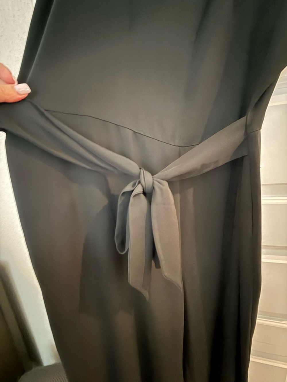 LOFT Black jumpsuit with Waist Tie - Picture 2 of 6